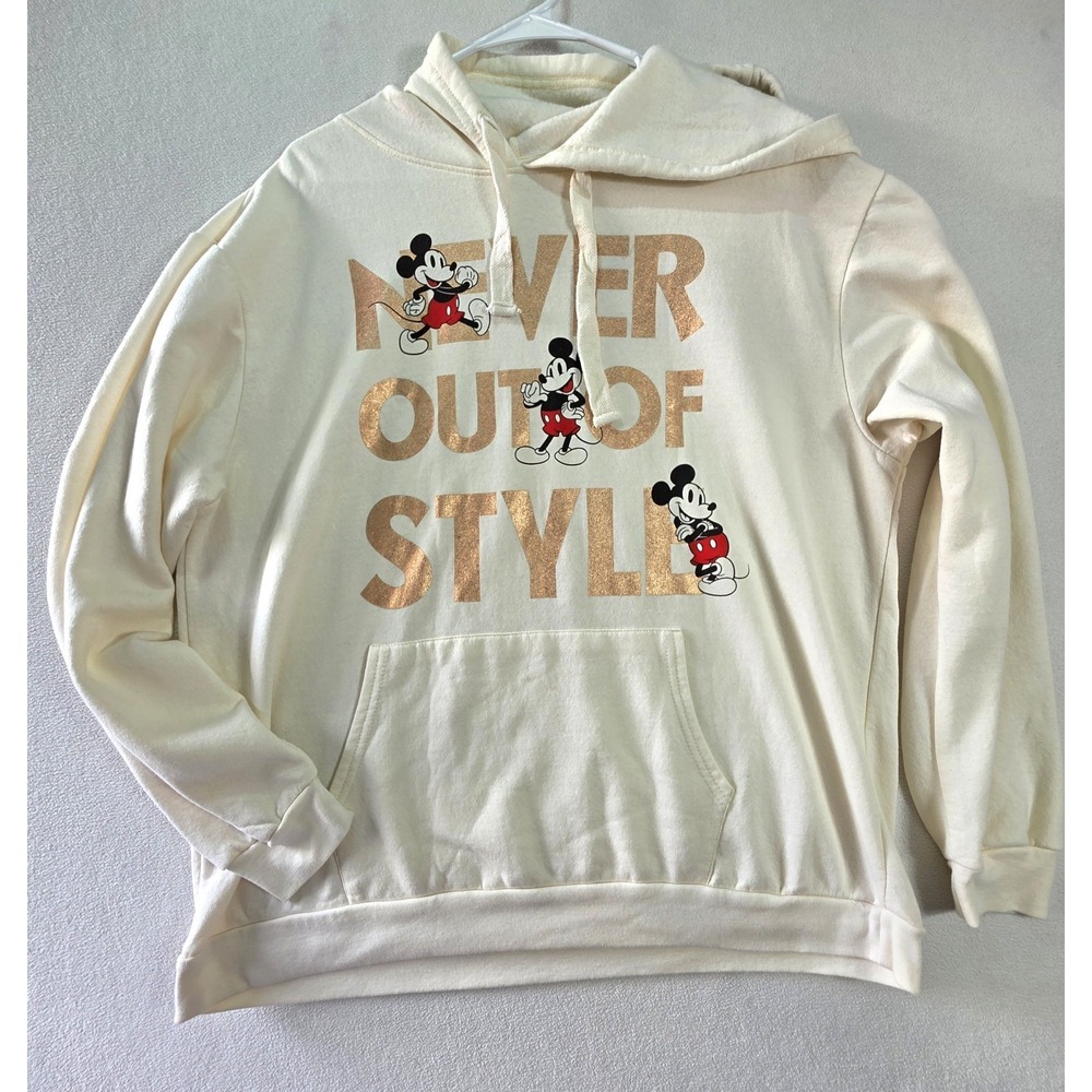 Disney Mickey Mouse Never Out Of Style Hoodie Women's 3XL Cream Pullover